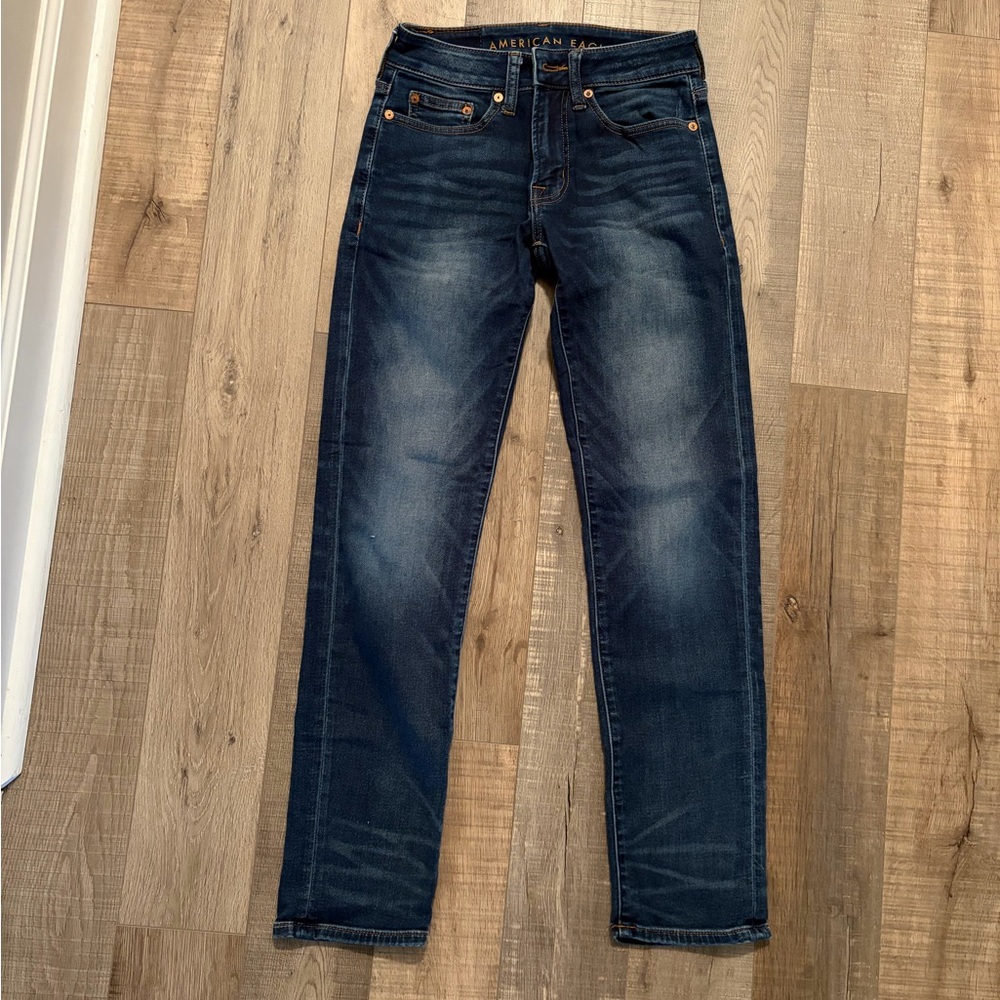 American Eagle Outfitters Men's Dark Blue Slim Straight Jeans